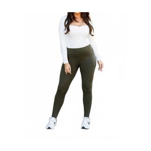 NEW JULIA ROSE oakley full length leggings with pockets in olive green